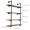 DNYSYSJ 36 Industrial Pipe Shelving Wall Mounted Rustic Metal Floating Shelves,Steampunk Real Wood Book Shelves,Wall Shelf Unit Bookshelf Hanging Wall Shelves,Farmhouse Kitchen Bar Shelving(4 Tier) view 2