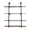DNYSYSJ 36 Industrial Pipe Shelving Wall Mounted Rustic Metal Floating Shelves,Steampunk Real Wood Book Shelves,Wall Shelf Unit Bookshelf Hanging Wall Shelves,Farmhouse Kitchen Bar Shelving(4 Tier) view 4