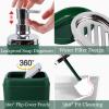 XLHOMO Dark Green Bathroom Accessories Set, Green Bathroom Set with Trash Can, Toothbrush Holder, Toothbrush Cup, Soap Dispenser, Soap Dish, Toilet Brush Holder, 2 Qtip Holder Dispensers and Tray view 4
