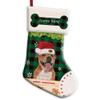 MALIHONG Personalized 1 Pack Merry Christmas Stocking Staffordshire Bull Terrier Dog with Santa Hat Green Buffalo Plaid Check Snowflake Christmas Stocking Gift for Dog Holiday Festival Decor 14.4" view 1
