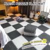 20-Piece Thickened Plush Foam Interlocking Floor Mat, Fluffy Square Foam Tiles Carpet Tiles with Edgings, Soft Anti-Slip Puzzle Playmat, 12x12inch(Color:Purple) view 2