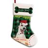 MALIHONG Personalized 1 Pack Merry Christmas Stocking Dalmatian Dog with Santa Hat Green Buffalo Plaid Check Snowflake Christmas Stocking Gift for Dog Xmas Holiday Festival Decor 14.4" view 1