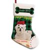 MALIHONG Personalized 1 Pack Merry Christmas Stocking Cute Maltese Poodle Dog with Santa Hat Green Buffalo Plaid Check Snowflake Christmas Stocking Gift for Dog Xmas Holiday Festival Decor 14.4" view 1