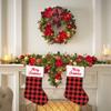 MALIHONG Personalized 1 Pack Merry Christmas Stocking Cute Maltese Poodle Dog with Santa Hat Green Buffalo Plaid Check Snowflake Christmas Stocking Gift for Dog Xmas Holiday Festival Decor 14.4" view 3