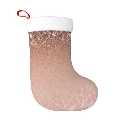 AdaNti Blush Rose Gold Print Christmas Stockings with Plush Cuff Soft Xmas Hanging Stockings Xmas Decoration for New Year Xmas Party 1 Pack 17.7 Inch