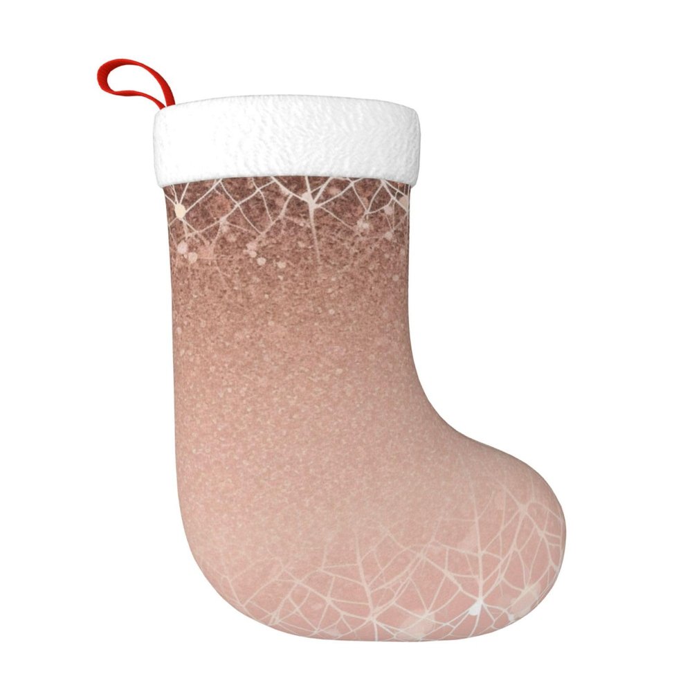 AdaNti Blush Rose Gold Print Christmas Stockings with Plush Cuff Soft Xmas Hanging Stockings Xmas Decoration for New Year Xmas Party 1 Pack 17.7 Inch