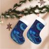 AdaNti Blue Octopus Print Christmas Stockings with Plush Cuff Soft Xmas Hanging Stockings Xmas Decoration for New Year Xmas Party 1 Pack 17.7 Inch view 2