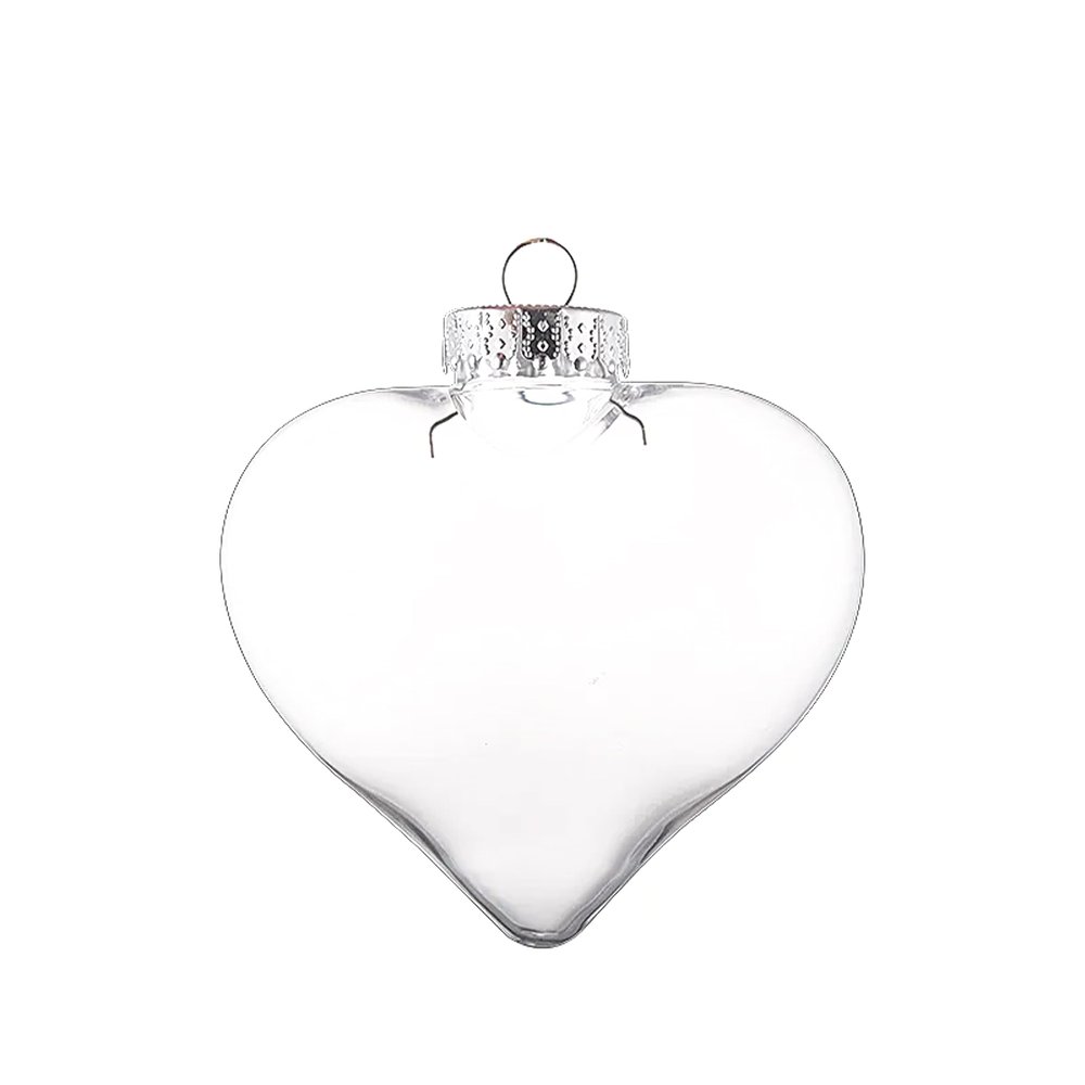 50 Pcs Plastic Heart Clear Ornaments for Crafts, DIY Christmas Fillable Balls with Rope Hanging for Holiday Party Valentine's Day