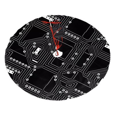 Yssammns Christmas Tree Skirt, Funky Retro Black White Computer Circuit Board Xmas Plush Tree Skirt Xmas Tree Ornaments for Xmas Holiday Party Decorations 30"