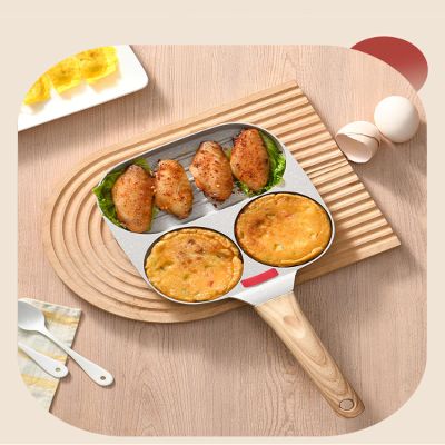 ZAKAK Omelette Artifact 3-in-1 Omelette pan nonstick Breakfast pan pan pan Egg Burger pan Home Steak Frying pan New Four-Hole Omelette pan (White Dual-Purpose)