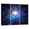 3 Panel Canvas Wall Art Computer Chip Wall Art for Living Room CPU Concept Wall Decorations Electronic PC Abstract Home Decor Modern Artwork for Home Walls Giclee Framed Ready to Hang 20X40X3 INCH view 1