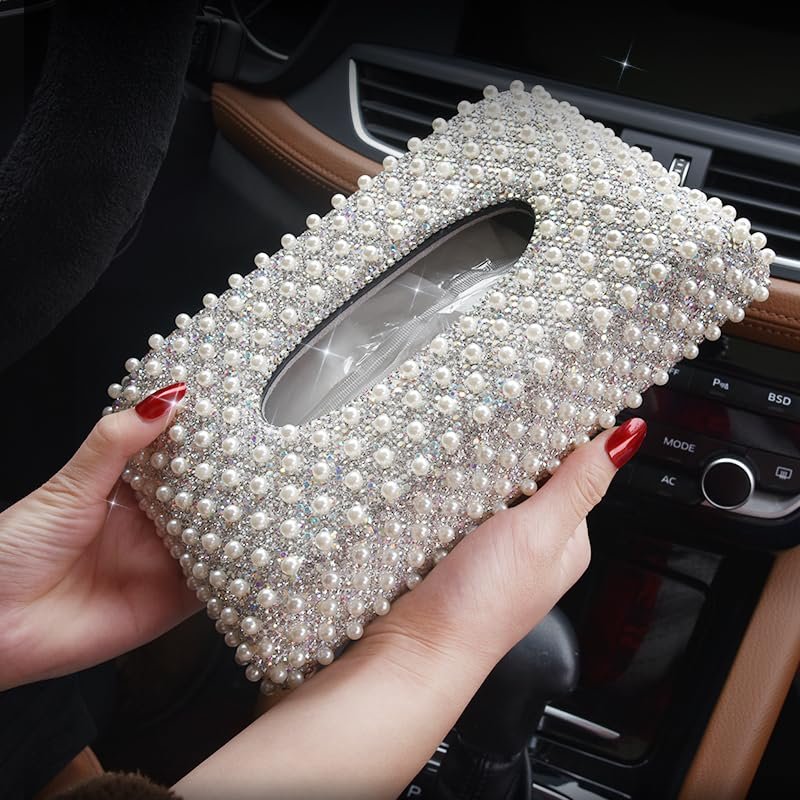 Shinny Tissue Box Cover Rectangular Holder for Home/Car/Office Decor Fashion White New