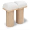 Meridian Furniture 465Cream-2A Pavilion Collection Art Deco Bench with Rich Cream Boucle Fabric and Natural Finished Oak Veneer, 36" W x 15.5" D x 17.5" H, Cream view 1