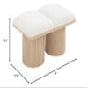 Meridian Furniture 465Cream-2A Pavilion Collection Art Deco Bench with Rich Cream Boucle Fabric and Natural Finished Oak Veneer, 36" W x 15.5" D x 17.5" H, Cream view 3