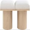 Meridian Furniture 465Cream-2A Pavilion Collection Art Deco Bench with Rich Cream Boucle Fabric and Natural Finished Oak Veneer, 36" W x 15.5" D x 17.5" H, Cream view 4