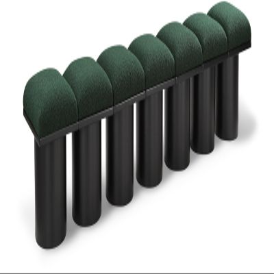 Meridian Furniture 466Green-7B Pavilion Collection Art Deco Bench with Rich Green Boucle Fabric and Black Finished Oak Veneer, 108.5" W x 18" D x 17.5" H, Green