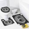 FBMLBRB Rustic Tree of Life 4 Pcs Waterproof Shower Curtain Set,Vintage Ancient Galaxy Constellation Sun Moon Symbol with Waterproof Toilet Cover Shower Mat Rugs view 4