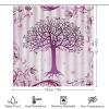 FBMLBRB Pink Art Tree of Life 4 Pcs Waterproof Shower Curtain Set,Vintage Rustic Minimalist Boho Tree of Life Flower Butterflies with Waterproof Toilet Cover Shower Mat Rugs view 2