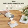HERILIOS Electric Milk Frother, 4-in-1 Automatic, White, Stainless Steel, 240 ml, Modern Style, Auto Shut Off view 2