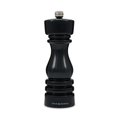 Cole & Mason London Refillable Spice Mill, 7'' Salt Mill, Black Gloss