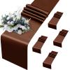 MILVOWOC 5 Pack Chocolate Brown Satin Table Runners, 12 x 108 Inch Bright Satin Silk Table Runner Smooth Fabric Decorative Table Runner for Wedding Banquet Party Birthday Graduation view 1