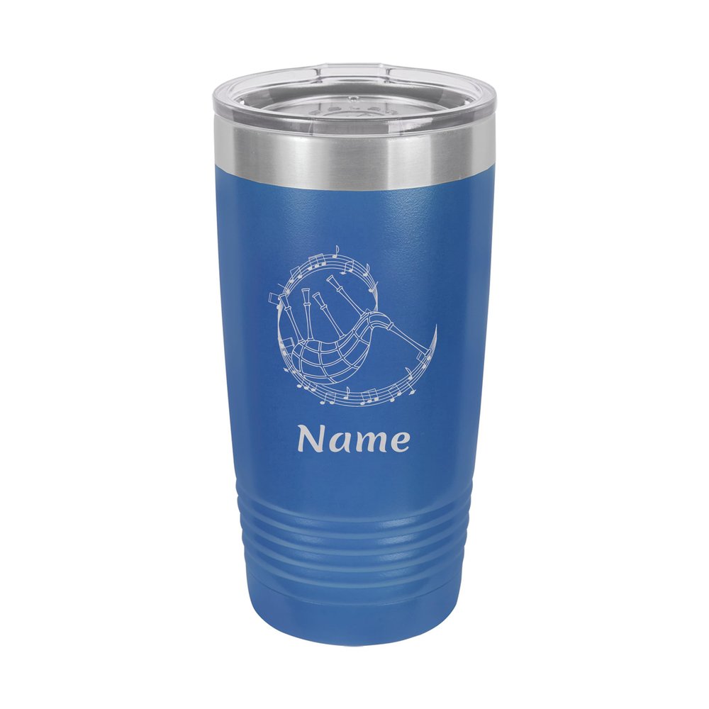 Bagpipes Player Personalized Insulated 20 oz Tumbler (Navy Blue)