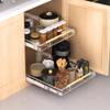 KIKIBRO Expandable Pull Out Drawer Cabinet Organizer, Adjustable Width Bottom-Mounted Slide Out Storage Shelves for Cabinets, Required Cabinet Size (14.16"~24.36", D17.3"), 1 Pack, Stainless Steel view 1