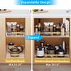 KIKIBRO Expandable Pull Out Drawer Cabinet Organizer, Adjustable Width Bottom-Mounted Slide Out Storage Shelves for Cabinets, Required Cabinet Size (14.16"~24.36", D17.3"), 1 Pack, Stainless Steel view 4