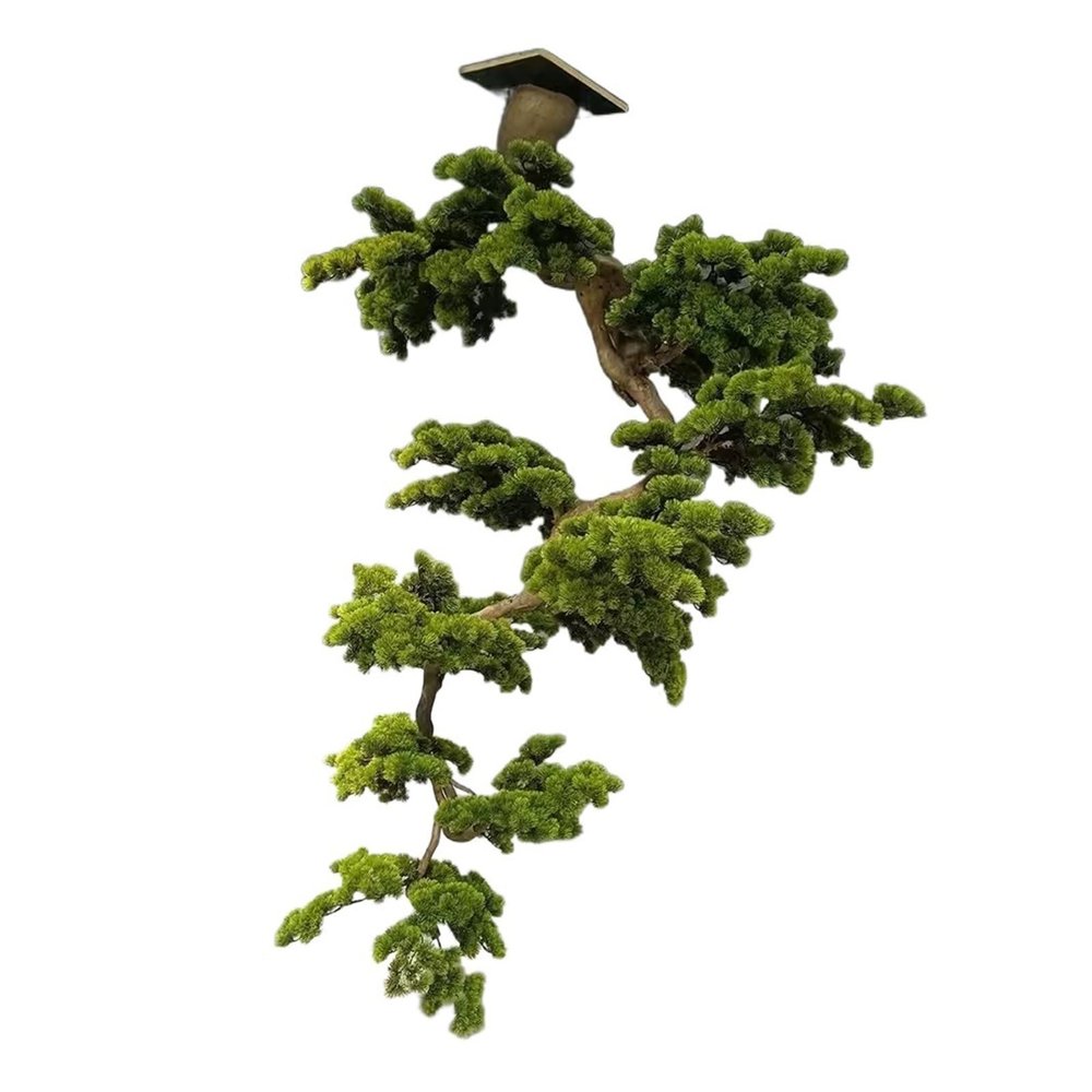 Artificial Trees Simulated Inverted Artificial Pine Green Plant Landscape Indoor Courtyard Window Pine Tree Top of Wall Decoration Artificial Bonsai (Size : 120x100cm)