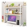 HEXEH Shelf Bookcase 2 Tier Desktop Bookshelf Multipurpose Wood and Metal Desktop Organizer, L45.2 XW 9.8xH 35.4 Inch Storage Shelf for Living Room, Office and Kitchen, White Bookcase Storage Shelves view 1