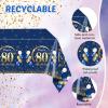 41PCS 80th birthday decorations Navy Blue and Gold 80th Birthday Party Favor Disposable Tableware Including Plates Napkins Tablecloth For Man Serves 20 view 3
