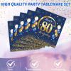 41PCS 80th birthday decorations Navy Blue and Gold 80th Birthday Party Favor Disposable Tableware Including Plates Napkins Tablecloth For Man Serves 20 view 4
