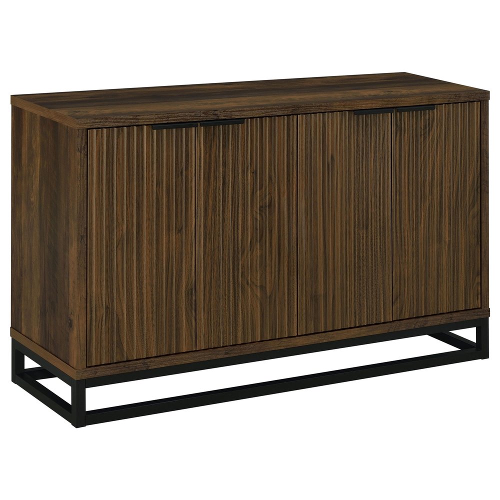 Coaster Home Furnishings - Ryatt - 4-Door Engineered Wood Accent Cabinet with Fluted Design, Two Shelves - Transitional Style - Living Room, Entryway & Home Kitchen - Dark Pine - 950393