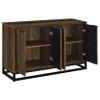 Coaster Home Furnishings - Ryatt - 4-Door Engineered Wood Accent Cabinet with Fluted Design, Two Shelves - Transitional Style - Living Room, Entryway & Home Kitchen - Dark Pine - 950393 view 4