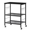 LIANTRAL Rolling Cart, 3-Tier Utility Microwave Bar Coffee Cart Kitchen Storage Shelf On Wheels, Black Large Side End Table Nightstand for Home Office view 1