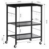LIANTRAL Rolling Cart, 3-Tier Utility Microwave Bar Coffee Cart Kitchen Storage Shelf On Wheels, Black Large Side End Table Nightstand for Home Office view 2