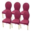 Jacquard Round Backed Chair Covers 1/2/4/6 PCS Modern Dining Room Elastic Seat Chair Slipcovers Reusable Without Arms Solid Wood Legs Oval Side Chairs Protector Case ( Color : Wine red , Size : 6pcs ) view 1