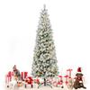 Fencer Wire 7.5 Feet Pre-lit Artificial Snow Flocked Christmas Pencil Tree w/ 980 Pre-Hinged Branch Tips & Foldable Stand, Fake Slim Christmas Tree for Indoor, Pencil Christmas Tree w/ 350 LED Lights view 1