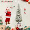 Fencer Wire 7.5 Feet Pre-lit Artificial Snow Flocked Christmas Pencil Tree w/ 980 Pre-Hinged Branch Tips & Foldable Stand, Fake Slim Christmas Tree for Indoor, Pencil Christmas Tree w/ 350 LED Lights view 2