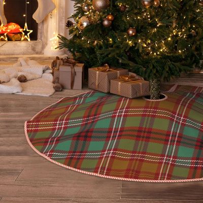 DKJlitter Christmas Tree Skirt, Scottish Clan McCall Tartan Plaid Xmas Tree Skirts Mat Farmhouse Rustic Xmas Holiday Indoor Party Outdoor Decoration 48 inches