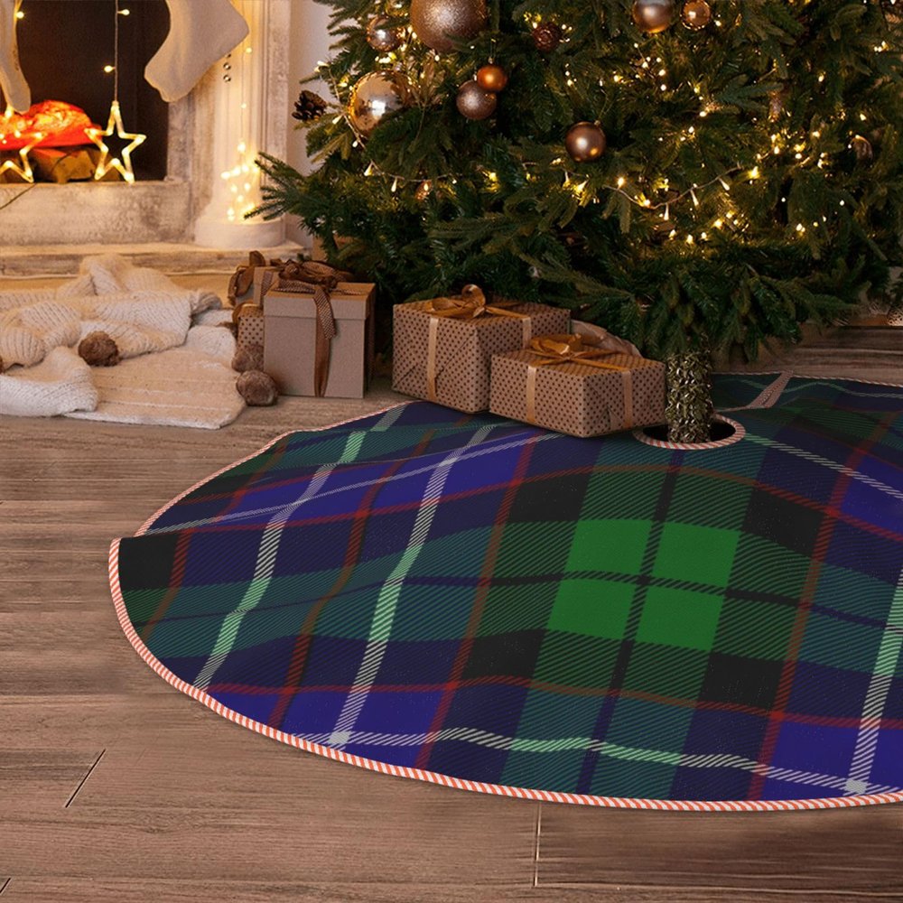 DKJlitter Christmas Tree Skirt, Scottish Clan Mitchell Tartan Plaid Xmas Tree Skirts Mat Farmhouse Rustic Xmas Holiday Indoor Party Outdoor Decoration 48 inches