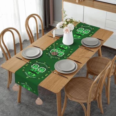 Happy St. Patrick's Day Enchanting Linen Holiday Table Runner - Perfect for Elevating Your Dining Aesthetics