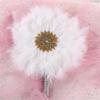 1Pcs African Turkey Feather Fan for Traditional Wedding Party Decoration Fan with Silver Handle one side6 40cmx55cm view 3