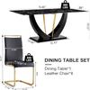 NYEESS 71" Dining Table Set for 8, Black Faux Marble Dining Room Table Set for 8, Large Rectangular Kitchen Table Set and PU Leather Chairs,Tempered Glass Glossy Table with Golden Leg view 3