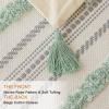 Boho Throw Pillow Covers 18x18 Set of 2 Woven Tufted Farmhouse Pillows Cover with Tassels Textured Striped Cushion Case Neutral Pillow Cases Decorative Pillowcase for Sofa, Couch, Bed, Light Green view 2