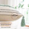 Boho Throw Pillow Covers 18x18 Set of 2 Woven Tufted Farmhouse Pillows Cover with Tassels Textured Striped Cushion Case Neutral Pillow Cases Decorative Pillowcase for Sofa, Couch, Bed, Light Green view 3