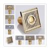 AMHIL 103mm Brass Square Bathroom Washing Machine Floor Drain Thickened Large Displacement Bathroom Fence Shape Floor Drain (Color : Retro-Single Use) view 2