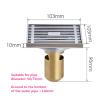 AMHIL 103mm Brass Square Bathroom Washing Machine Floor Drain Thickened Large Displacement Bathroom Fence Shape Floor Drain (Color : Retro-Single Use) view 3