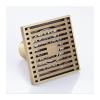 AMHIL 103mm Brass Square Bathroom Washing Machine Floor Drain Thickened Large Displacement Bathroom Fence Shape Floor Drain (Color : Retro-Single Use) view 4