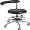 ARIES OUTLETS Mobile Adjustable Chair Assistant Stool 360 Rotation Armrest PU Leather Backrest Office Use Black QY500H view 1